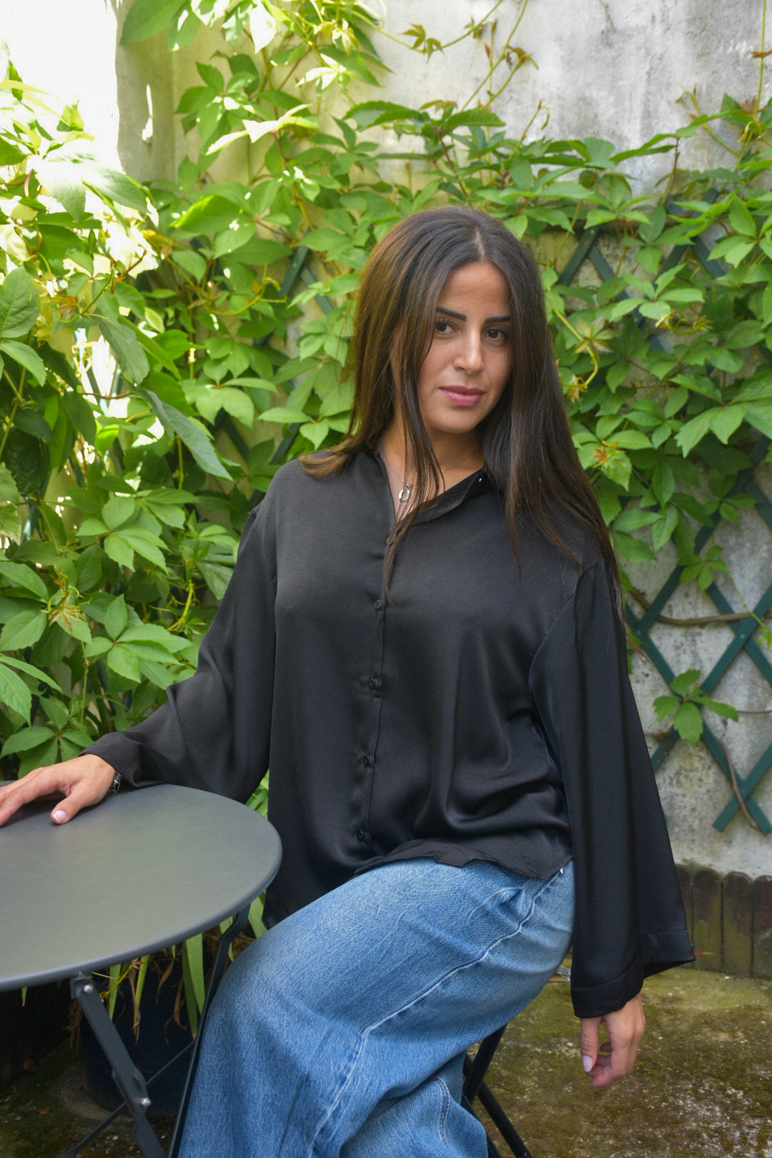 Chemise Satinée Noir