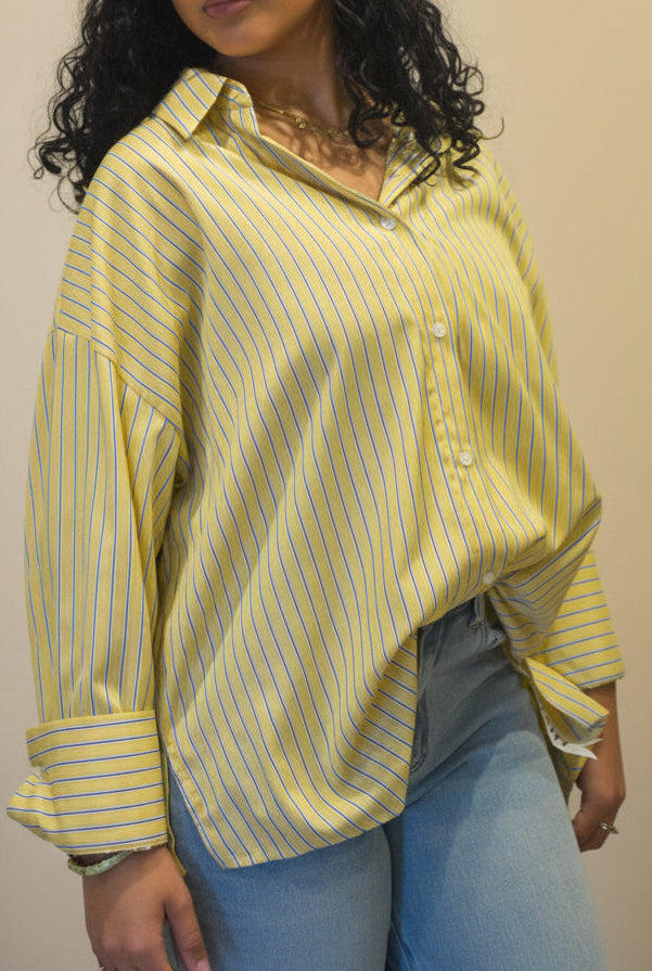 Chemise Oversize Rayée Jaune