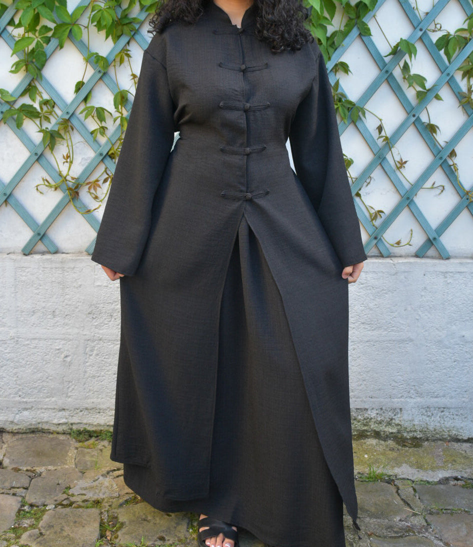 Ensemble jupe longue & kimono long noir
