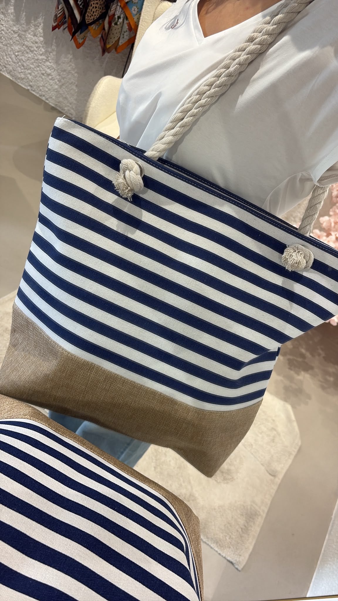 Sac de plage au style marinière intemporel
