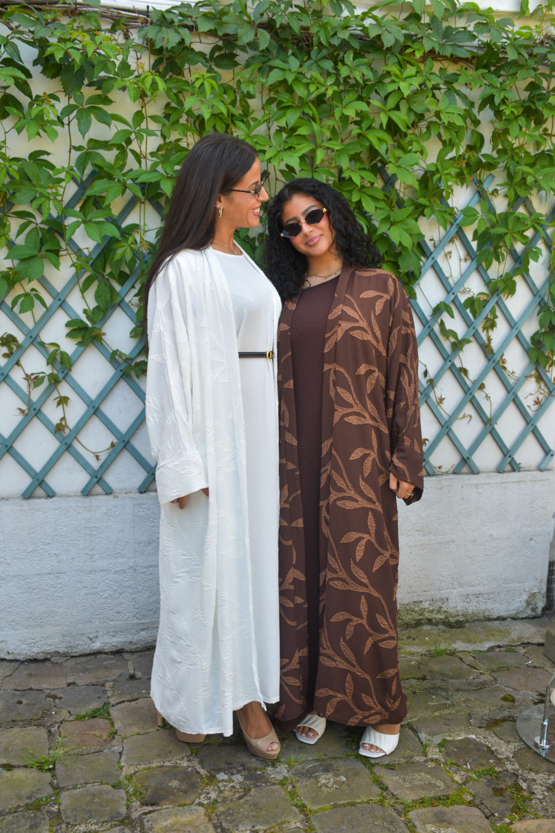 Robe Débardeur & Kimono Feuillage Blanc