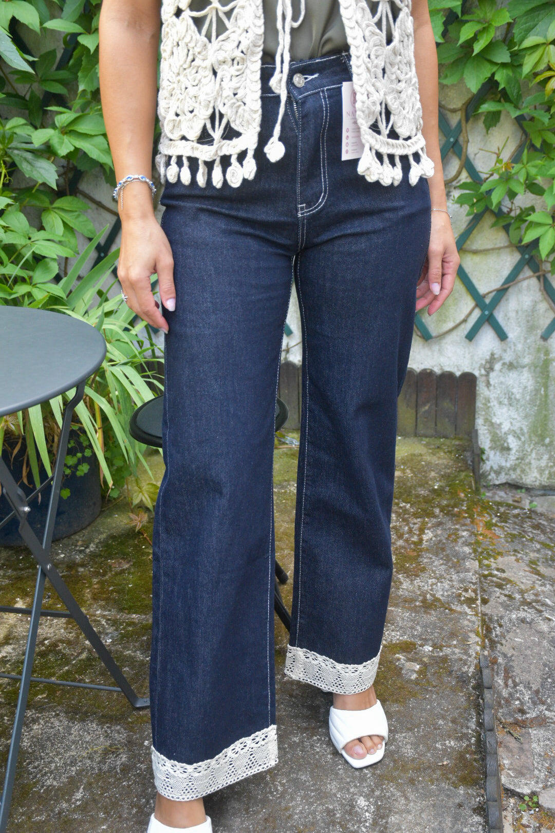Jean Large Denim Brut Dentelle