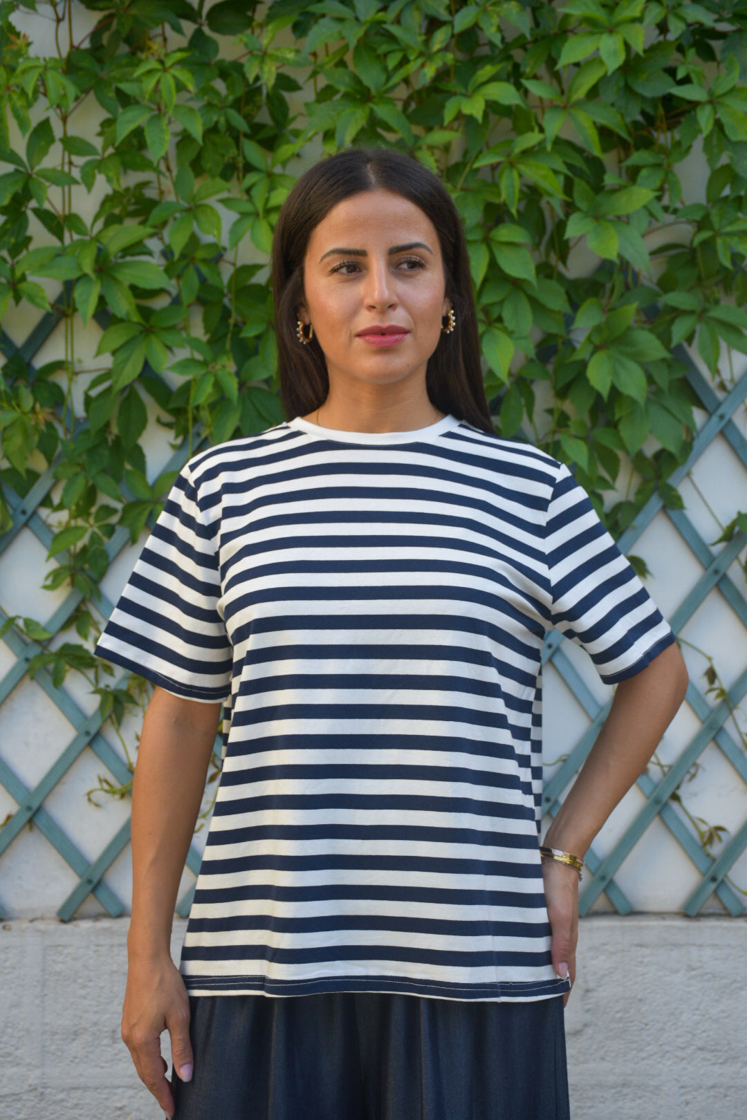 T-shirt marinière bleu marine & écru