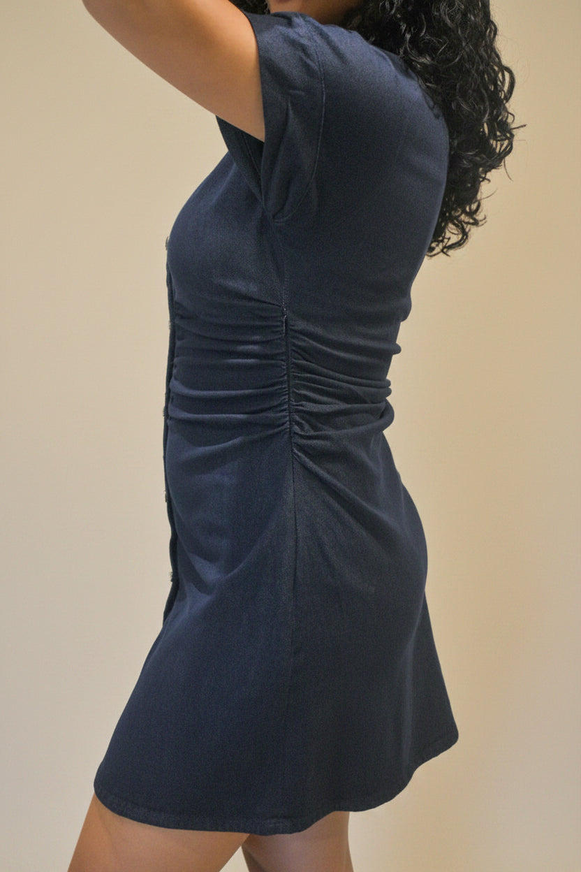 Robe Denim Bleu Foncé Élégance