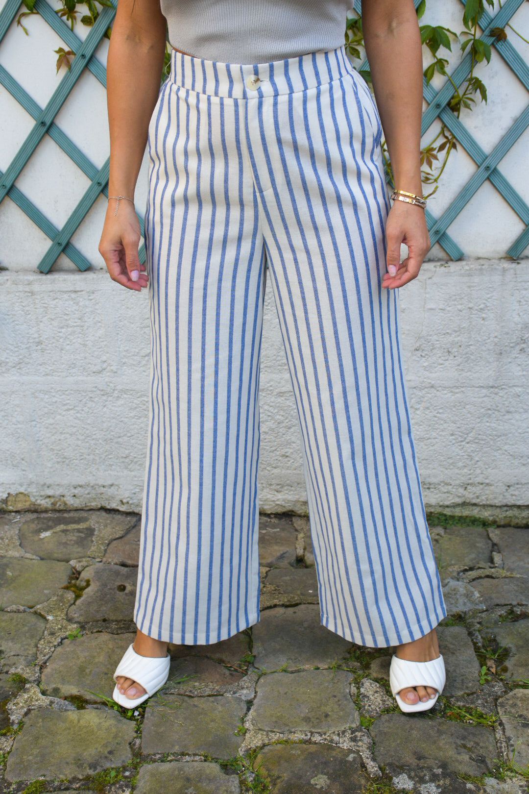 Pantalon Palazzo Rayé Bleu & Blanc